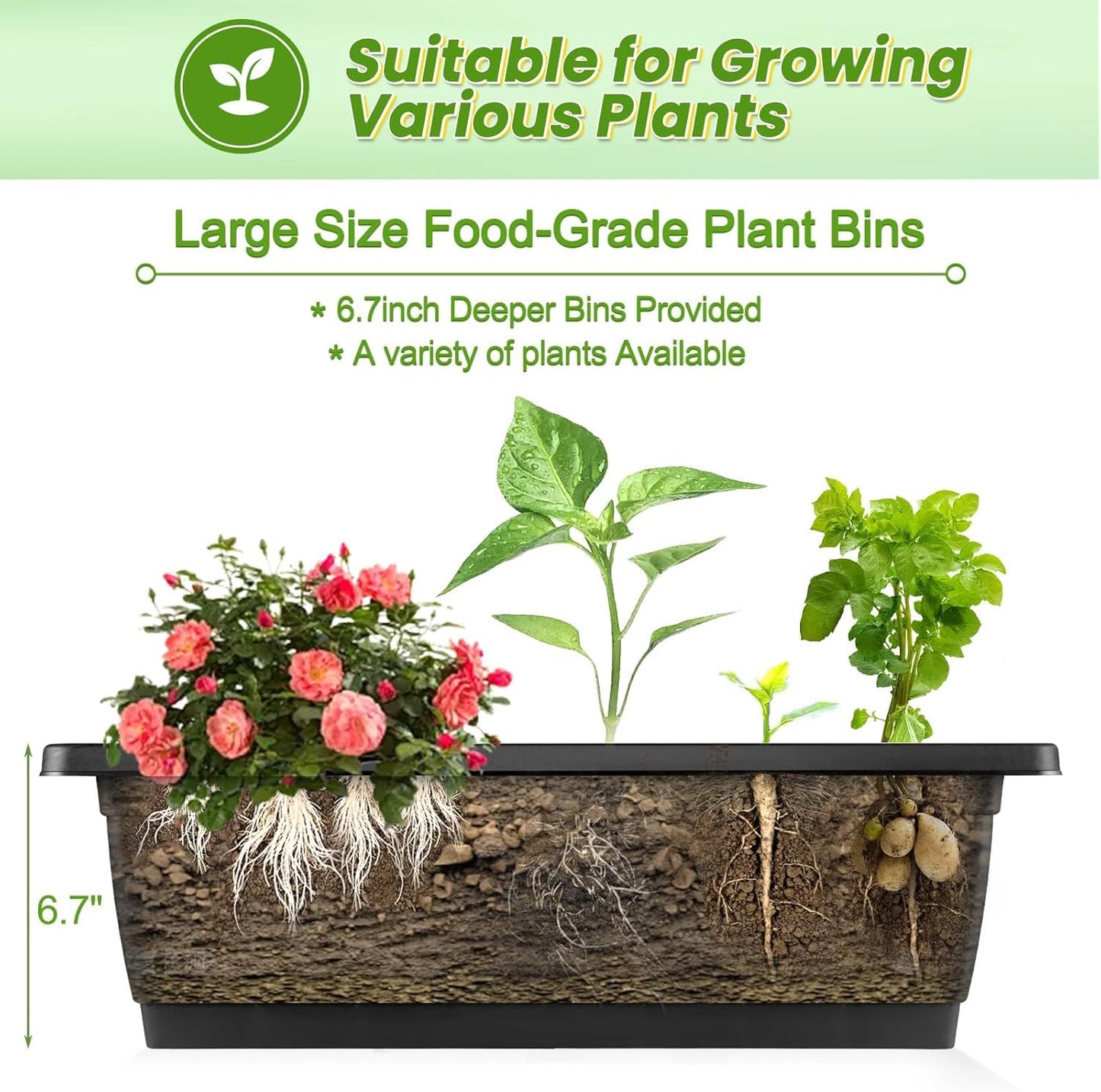 TEANDE 2 Pack Vertical Raised Garden Bed with Wheels, 5-Tier Elevated Planter Box w/Drainage System & 4 Hooks for Herbs Vegetables Flowers, Vertical Garden Planter for Patio Yard Indoor Outdoor