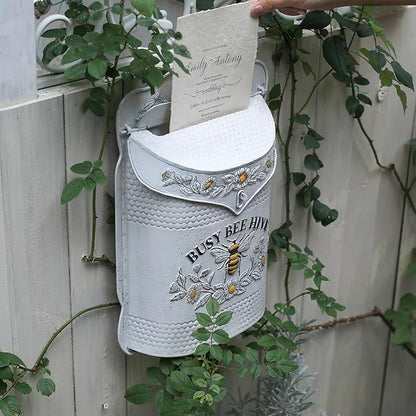 BIG FORTUNE Wall Mount Mailboxe for House Outside Vintage Metal Door Mailbox Antique Style Nostalgic Charm Home Decor Garden Vintage English Cottage Decor Flower Patter