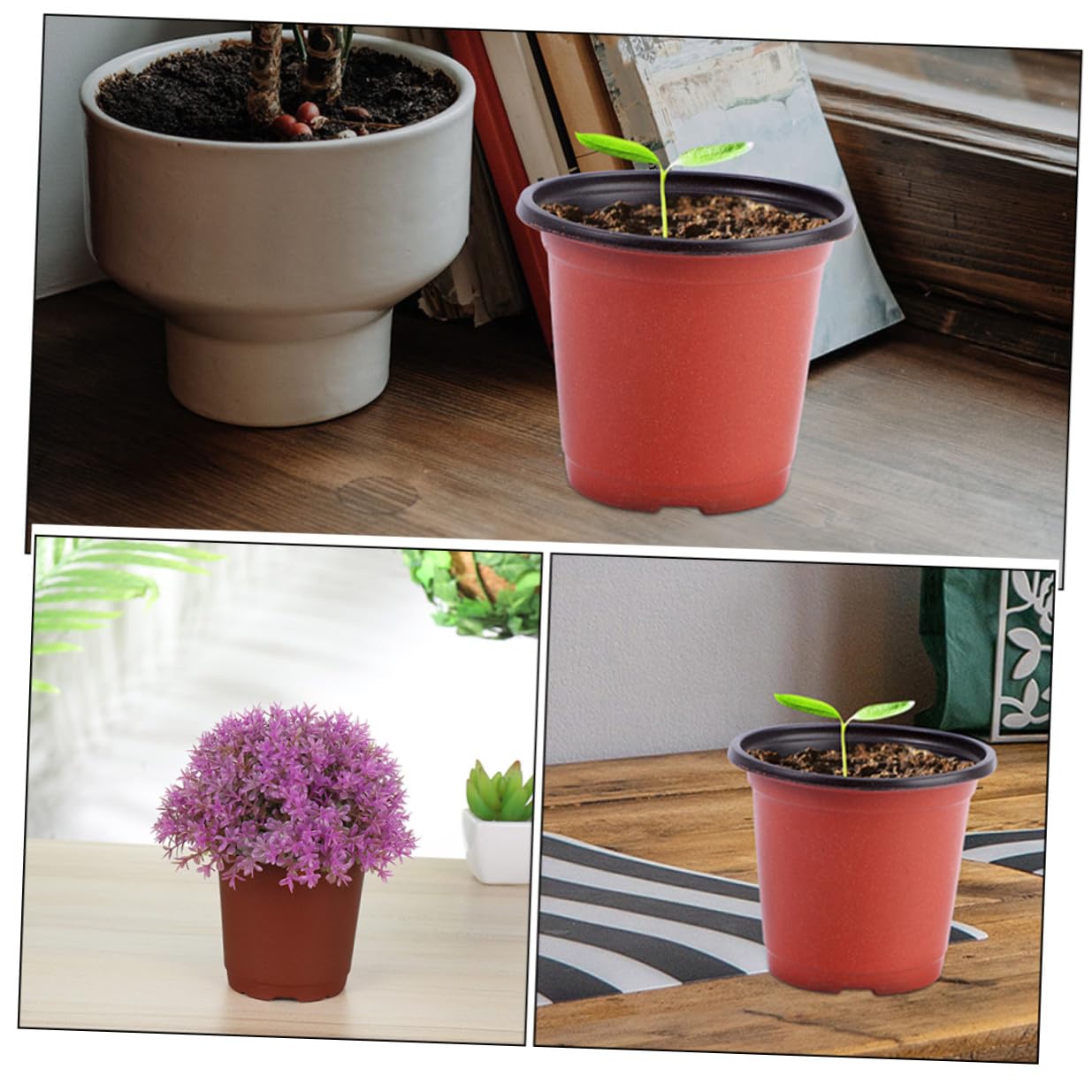 FONDOTIN 120pcs Seedling Nursery Pots with Drainage, Dual-Color Plastic Planting Cups for Strawberry Cuttings, Small Breathable Garden Containers for Seed Starting and Transplanting