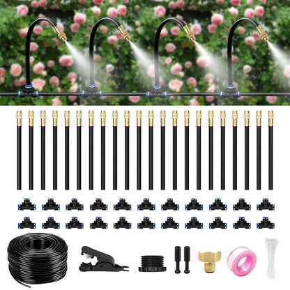 HEKIWAY 80FT Drip Irrigation System for Garden – Automatic Watering Kit with Solid Brass Metal Connectors, 360° Bendable Tubing &22 Adjustable Nozzles for Greenhouse, Lawn, Yard & Plants