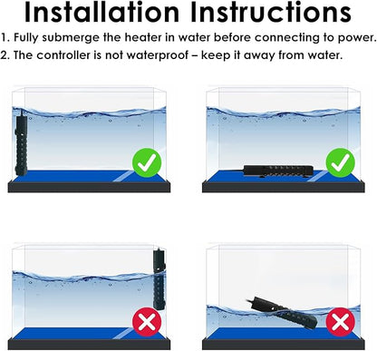 300W Aquarium Heater, Adjustable Fish Tank Heater, with Digital Display, Overheat Protection & Dry Run Protection, for 40-75 Gallon Water