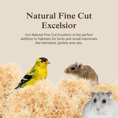 The Habitat Life - Natural Fine Cut Excelsior - for Birds, Hamsters, Gerbils, Rats & Other Small Mammals - Soft & Absorbent - Wood Fiber - Dye-Free & Safe - Medium - 2 Pack