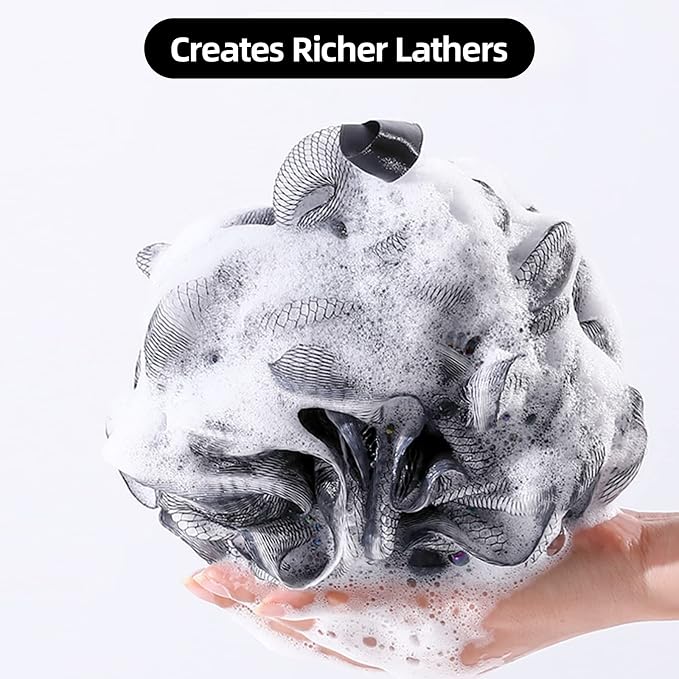 Fu Store Loofah Sponge Shower Loofahs 50g Bath Sponges Mesh Balls Body Scrubber Exfoliator Wash Back Scrubber Bathroom Men Women 4 Pack Scrubbers Cleaning Bathing Accessories