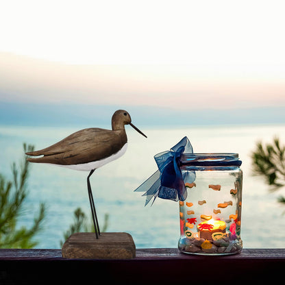 wovorins Wood Bird Statue Nautical Decor Decorative Sea Birds Sculpture Wooden Tabletop Figurine Coastal Ocean Beach Themed Decoration for Home Yard Bathroom Living Room (6.7" H)