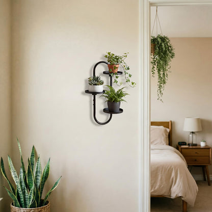 Sliner Wall Mounted Plant Stands 16 Inch Rotating Window Plant Shelves 3 Tier Hanging Wall Planters with Hooks for Indoor Window Living Room Home Decor