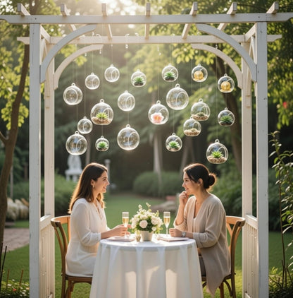GlikCeil 12 Pcs 5.3'' 3.9'' 3.15'' Hanging Glass Tealights Candle Holder Large Globes Fillable Plant Clear Terrarium Orbs Air Plants Holder with Fishing Line Wedding Centerpiece Tree Decor