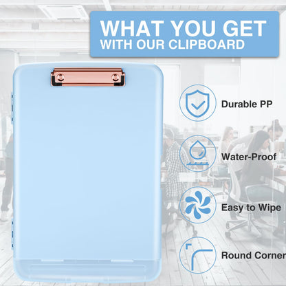 Sooez Clipboards with Storage, High Capacity Clip Boards 8.5x11 with Pen Holder, Heavy Duty Plastic Paper Organization Folder Cases, Letter / A4 Size for Nurse Teachers, School & Office Supplies