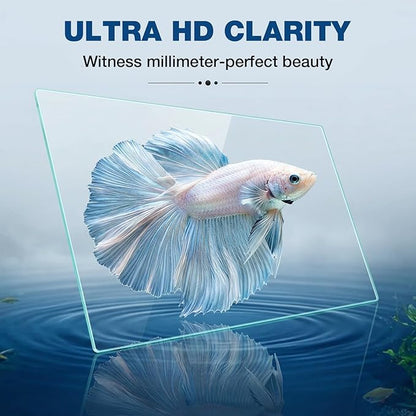 5 Gallon Glass Fish Tank, Nano Aquarium Fish Tank, Rimless Low Iron Aquarium for Betta/Turtle/Goldfish/Snails/Shrimp and Aquatic Planting