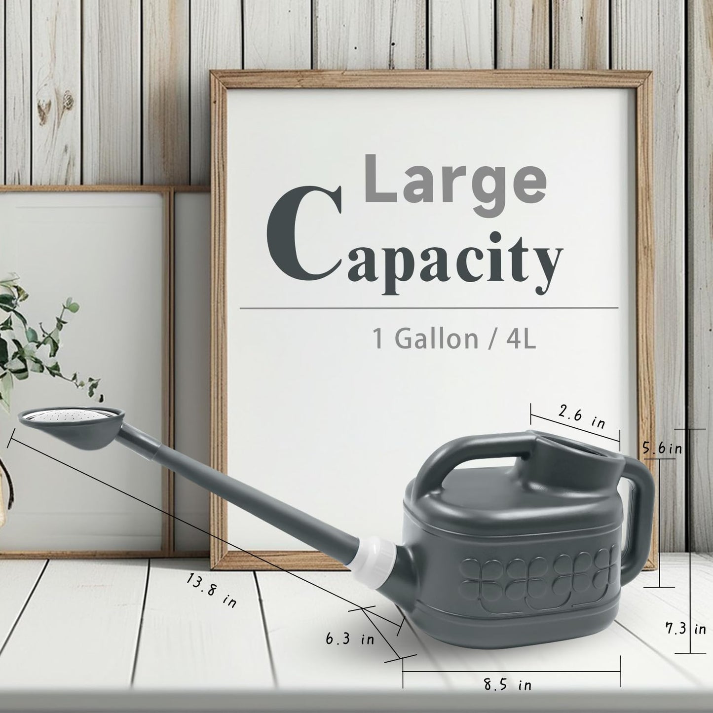 1 Gallon Watering Can, Garden Watering Can Outdoor, Plant Water Can with Removable Long Spout and Stainless Steel Sprinkler Head, Plastic Indoor Watering Cans for Gardening Flower Plants