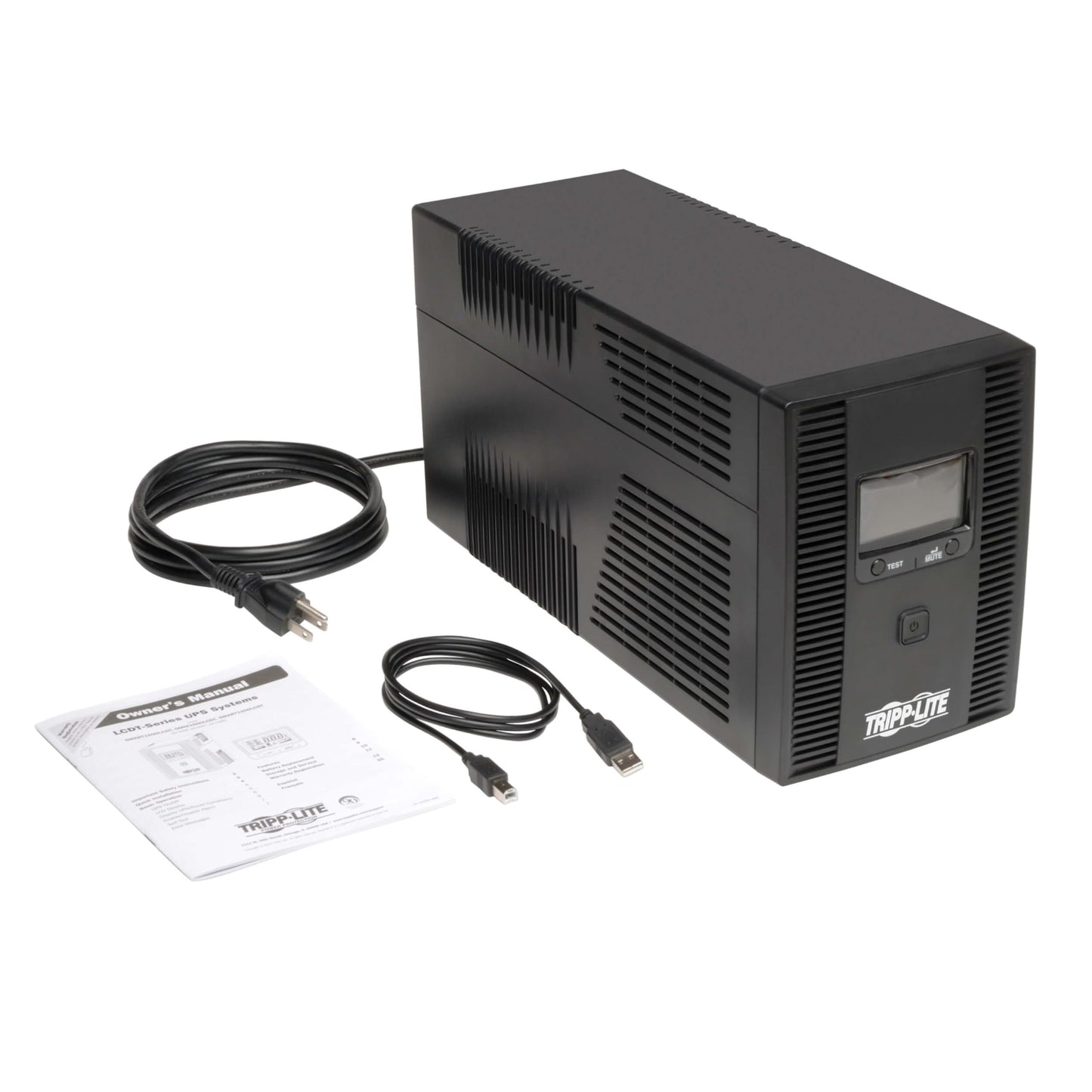 Tripp Lite 1000VA Smart UPS Battery Back Up, 500W Tower, 8 Outlets, LCD Display, AVR, USB, Tel / DSL / Coax Protection, 3 Year Warranty & $250,000 Insurance (SMART1000LCD) Black