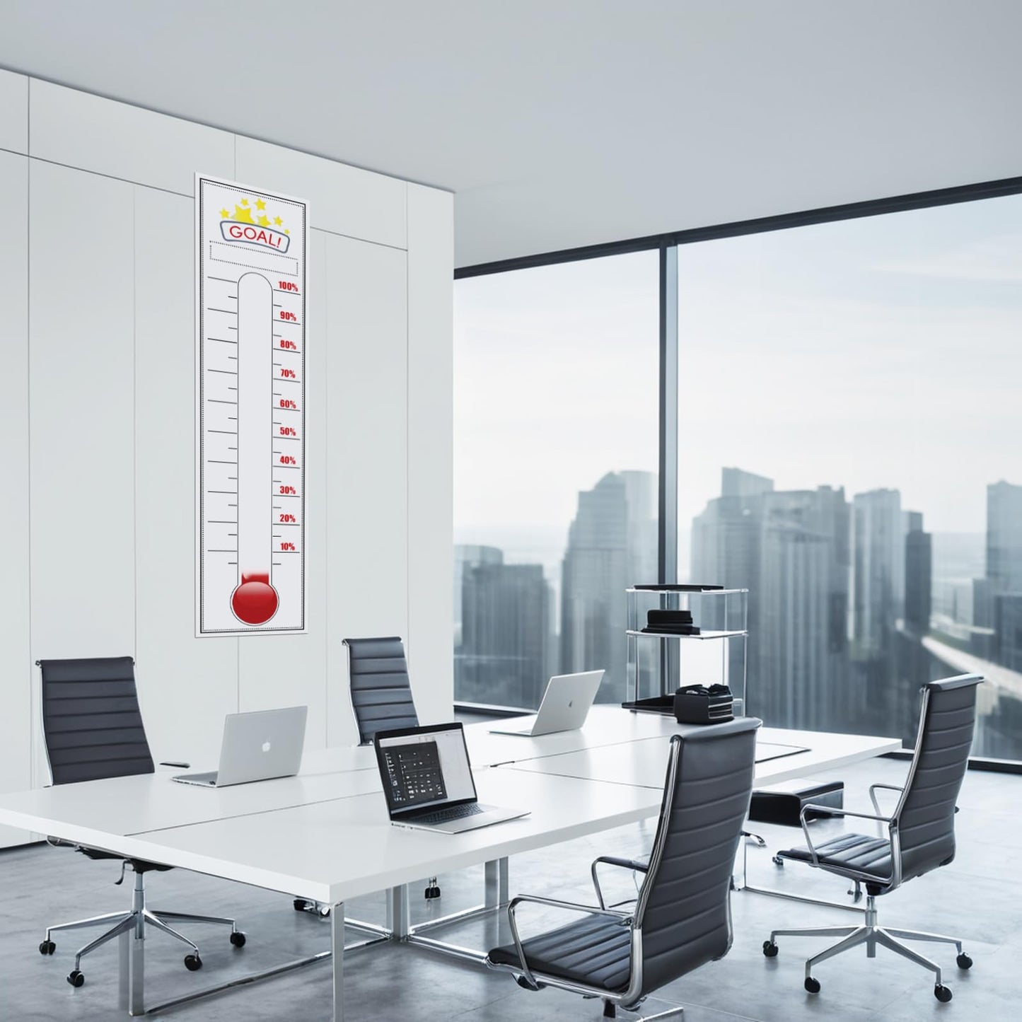 Fundraising Thermometer, 48"x12" Self-adhesive Chart Goal Tracker, With Removable Stickers And 3 Color Dry Erase Markers For School Fundraisers, Non-profit Events, Charity Drives, Community Projects