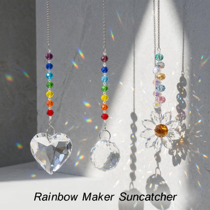 3Pcs Sun Catcher Crystals for Window Hanging, Prism Suncatcher with Chain Pendant Rainbow Maker for Windows Indoor Outdoor Car Mirror Garden Decor Wedding Party Xmas Gift