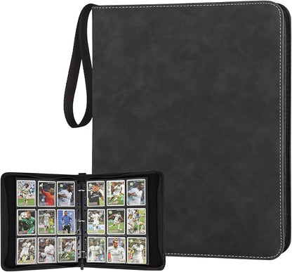 GERMUN 3 Ring 9 Pocket Zipper Card Binder, 720 Double Sided Standard PU Trading Card Album Folder for TCG & Sports Cards, Not Fit Top Loaders (Black1)
