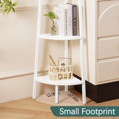 Yoobure Corner Shelf, 5-Tier Corner Bookshelf with Metal Frame & Wood Ladder Shelves - Display Shelf & Tall Bookcase, Plant Stand for Home Decor - Bedroom, Living Room, Office