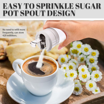 Sekonow 1Pack Glass Sugar Dispenser with Auto Flip Pour Spout, Weighted Pourer Sugar Container, 14.2oz Sugar Bowl Shaker Jar Salt Dish Holder Coffee Bar Accessories