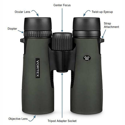Vortex Optics Diamondback HD 10x42 Binoculars - HD Optical System, Non-slip Grip, Waterproof, Fogproof, Shockproof, Included GlassPak - Unlimited, Unconditional Warranty