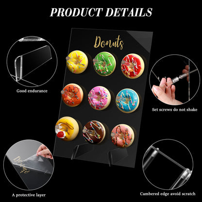 Honeydak 2 Pack Donut Stand Display Wall Stand for Dessert Table Clear Acrylic Donut Holder for Spring Wedding Birthday Treat Gathering Holiday Party(13.78 x 9.84 Inch)