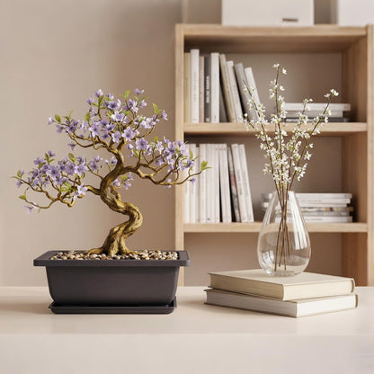 Little pot friend Bonsai Pots, Plastic Bonsai Tree Pots, Bonsai pots with Humidity Tray and Drainage, Suitable for Growing Potted Plants in Both Indoor and Outdoor Gardens (Rectangle, 3pcs-6.5")