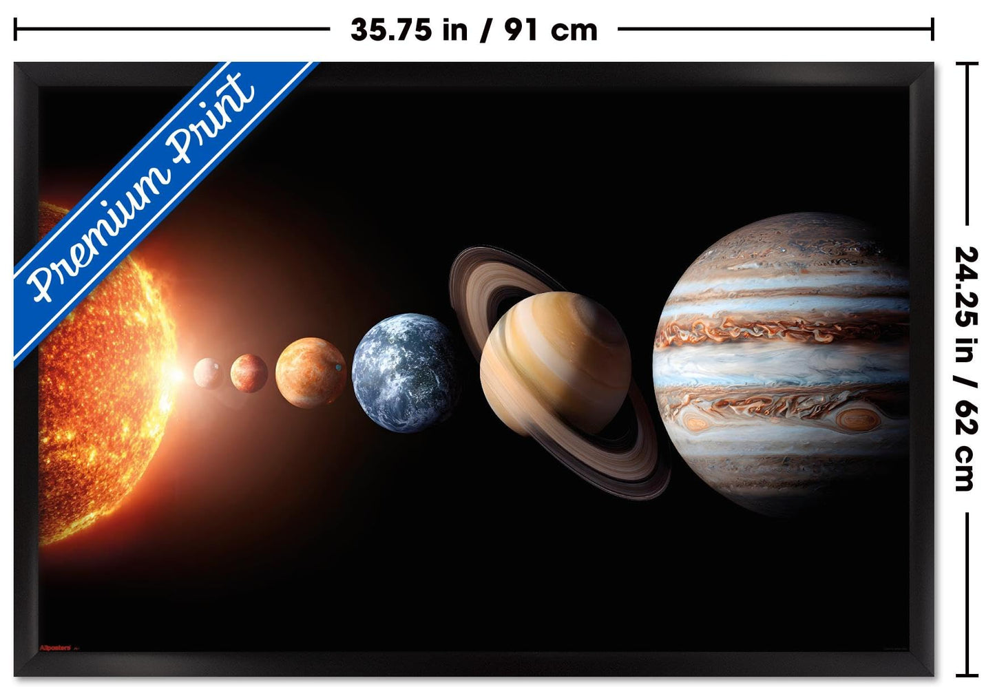 Science - Solar System Planets 26 Wall Poster, 34L" x 22.4W", Black Framed Version