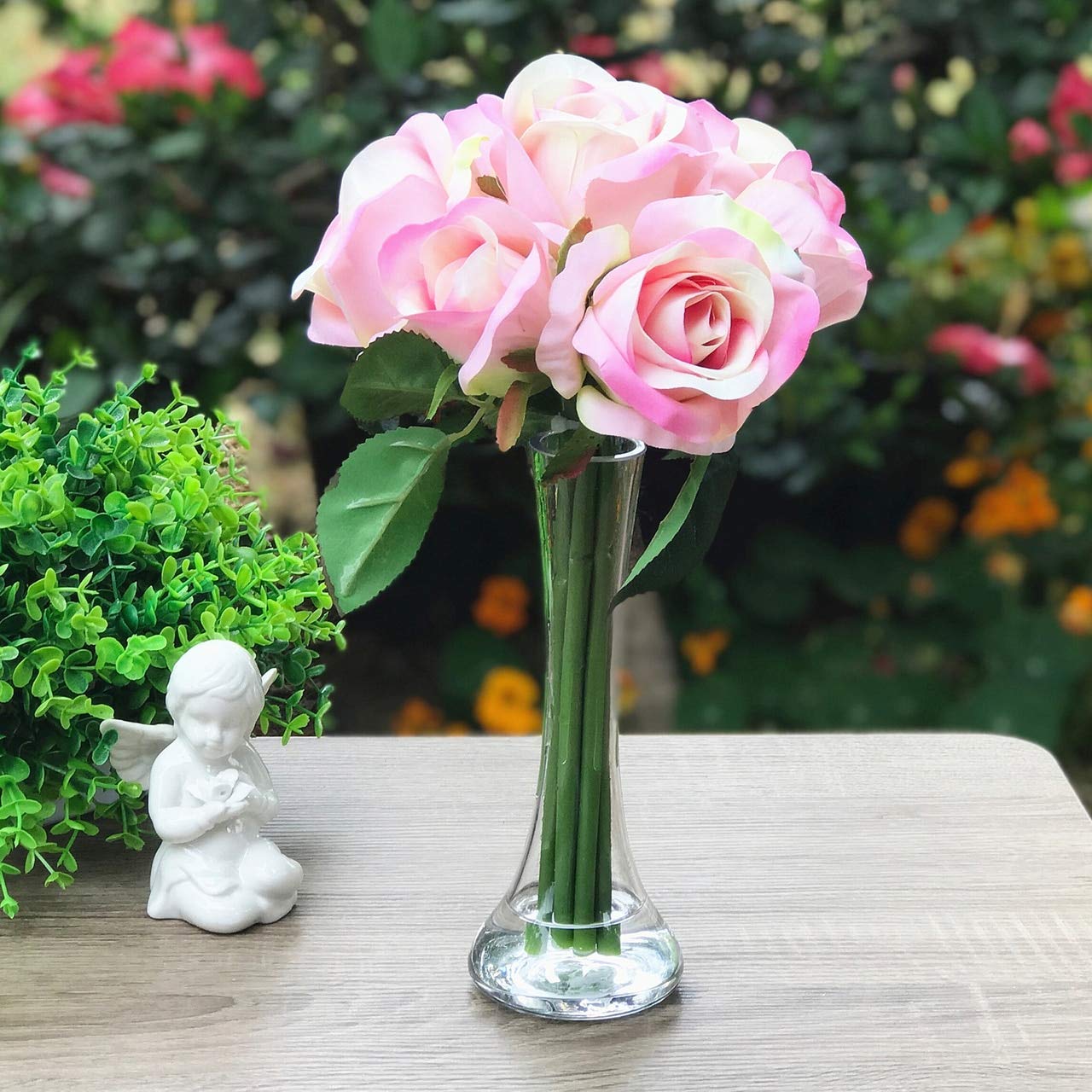 WGV Gathering Bud Vase, Width 3", Height 10", Clear Standard Concaved Hurricane Glass Floral Container Centerpiece Planter for Wedding Party Event Home Office Decor, 1 Piece