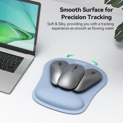TECKNET Ergonomic Keyboard Wrist Rest and Mouse Pad, Foldable Memory Foam Wrist Rest for Computer Keyboard, Durable Mousepad for Computer Laptop Mac, Lightweight for Easy Typing and Pain Relief, Blue