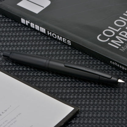 Jinhao 10 Press Fountain Pen with Box, Matte Black Retractable Extra Fine Nib with Ink Converter Set (Clip Version)
