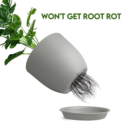 Plant Pots 8 Inch Set of 2, Flower Pots with Multi Mesh Drainage Holes