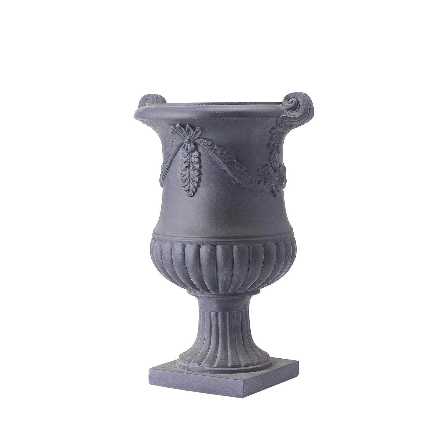 Christopher Knight Home Gary MGO Round Planters Set of 2, Outdoor Flower Pots with Floral Relief Carvings, Classical Garden Urn with Drainage Hole, Patio Urn Planters for Garden, No Assembly, Black