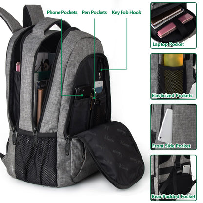 MATEIN Travel Laptop Backpack, Business Anti Theft Slim Sturdy Laptops Backpack Personal Item Bag, Water Resistant College School Computer Bag Gift for Men & Women Fits 15.6 Inch Notebook, Grey