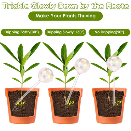 VZZNN 8 Pack Rainbow Glass Plant Watering Globes - Self Watering Planter Insert, Plant Watering Devices for Water Plants While Away, Indoor Outdoor Automatic Slow-Release Watering Bulbs
