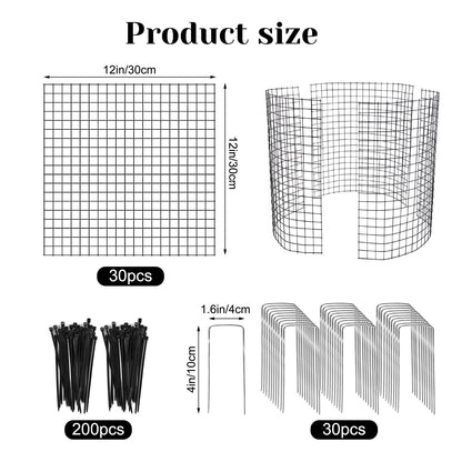 10 Pack Round Plant Protector from Animals, 12'' x 12'' Metal Plant Cages，30Pcs Metal Mesh to Keep Animals Out, Garden Protection Bunny Barricades, Wire Plant Protectors for Rabbits Chicken Duck