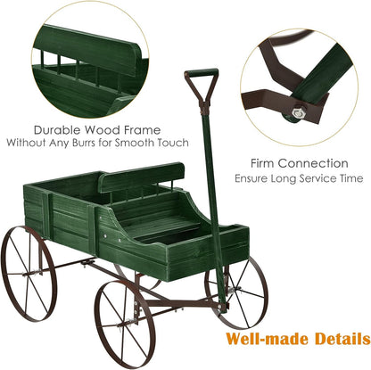 Generic Amish Wagon Decorative Indoor or Outdoor Garden Backyard Planter ,Garden Decor (Green)
