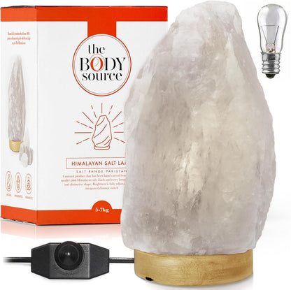 The Body Source Himalayan Salt Lamp 10-12 Inches (11-15lb) | Includes Dimmer Switch | Natural Salt Rock Lamp with Handcrafted Wooden Base & Night Light (Bulb Replacement)