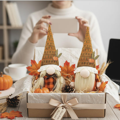 Fall Decorations for Home - Fall Decor - Cute Thanksgiving Gnomes Plush Doll for Office, Indoor, Living Room, Tiered Tray, Harvest Table Supplies - Autumn Birthday Gifts Basket Ideas for Women