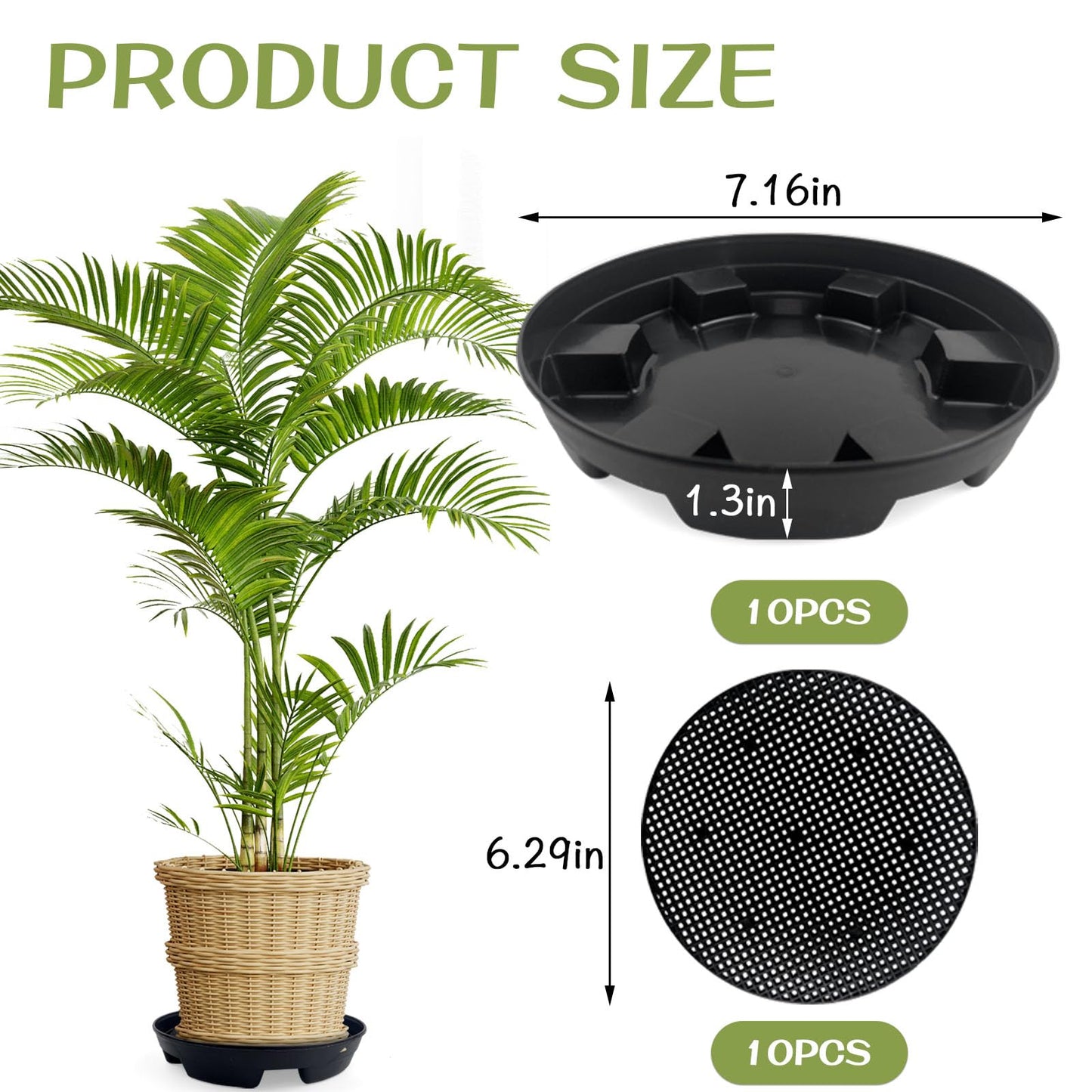 7.16” Self Watering Planter Insert, 10 Pack Invisible Hanging Basket Drip Pan Hanging Basket Planter Plant Auto Watering Devices Plastic Water Catcher Saucer Tray for Outdoor Indoor Pots Liners