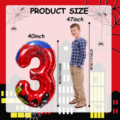 laackys 40 inch spider theme number foil balloons, children's party balloon supplies with classic numbers 1 to 9, birthday decoration supplies,number large balloons for spider theme parties (13)