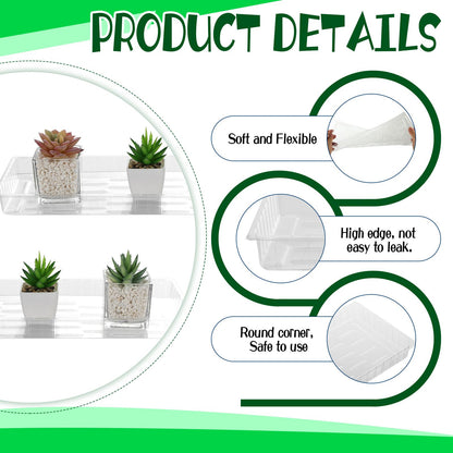 HFYZZ 24 Pack Rectangular Plant Drip Trays, Clear Plastic Plant Saucers, Thick Plant Drip Trays Plastic Liners for Indoors Outdoors Flower Pots Window Sills Window Shelf - 15" x 6"