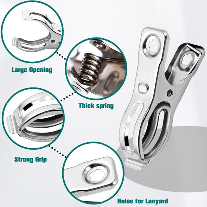 Enjamyo 100 Pack Garden Clips, Stainless Steel Greenhouse Clips for Netting, 2.2 inch Greenhouse Clamps, Heavy Duty Row Cover Clip with a Strong Grip for Plant Cover or Shade Cloth on Garden Hoops