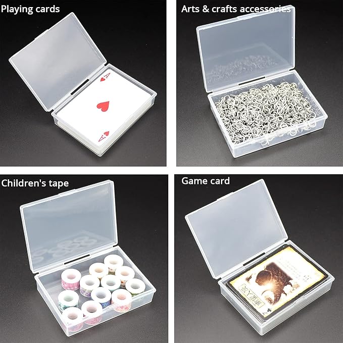 SOSOHOME 12 Pack Playing Card Deck Boxes, Empty Plastic Storage Box Fits Baseball Trading Cards, Gaming Cards, Snaps Closed
