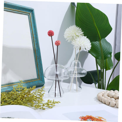 STOBOK Mushroom Decor 2 Pcs Clear Mushroom Vases Small Glass Vases Hydroponics Plant Flower Pot Flower Arrangement Desk Wedding Garden Decorative Decor Terrarium