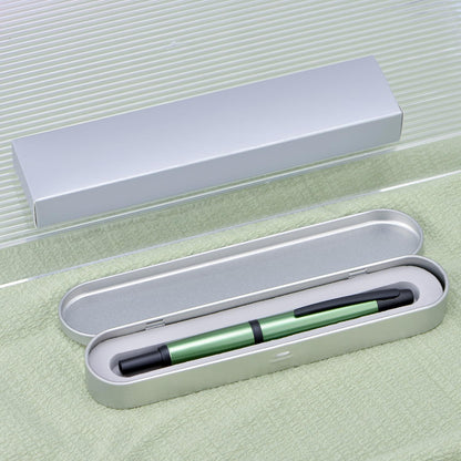 Jinhao 10 Press Fountain Pen with Box, Sea Pine Green Retractable Extra Fine Nib with Ink Converter Set (Black Clip)