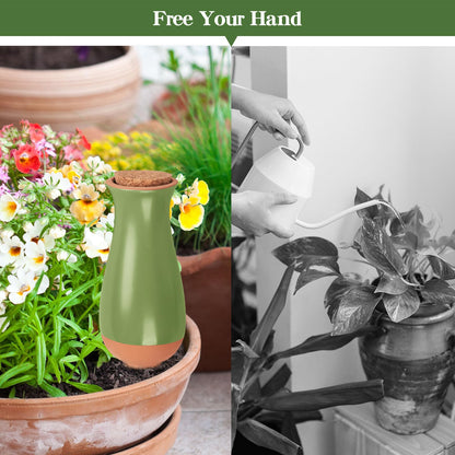 4 Pack Terracotta Plant Watering Globes, 12Oz Ollas Self Watering Pots for Indoor Outdoor Plants, Automatic Plant Drip Irrigation Device, Clay Planter Insert, Up to 1 Week, for Vacations Potted Plant