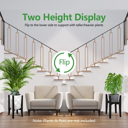 OERGKE Adjustable Plant Stand Indoor, Bamboo Mid Century Modern Plants Stands, Corner Flower Holder for Living Room, Fits 8 to 12 Inches Pots, (Pot & Plant Not Included)(Black, 1 Pack)