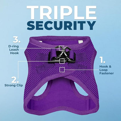 Best Pet Supplies Voyager Step-in Air All Weather Mesh Harness and Reflective Dog 5ft Leash Combo with Neoprene Handle, for Small, Medium and Large Breed Puppies - Set (Purple), X-Small