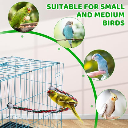 Novabright 6Pcs 24.5 Inch Bird Rope Perch Stand Bendable Large Bird Swing Perch Parrot Climbing Standing Toys Cage Accessories for Parakeet, Cockatiel, Budgie, Lovebirds