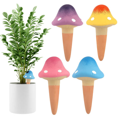 4Pcs Plant Watering Globes, Kalolary Self Watering Spikes Terracotta Drip Water Stakes Irrigation Watering Bulbs for Pot, Indoor, Outdoor, Vacation ﻿(Gradient Mushroom)