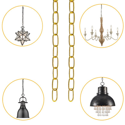 ECUDIS 20 Feet Pendant Light Fixture Chain, Lighting Hanging Chain Extension Lighting Chain Replacement for Chandelier, Plants, Fruit Basket, Gold