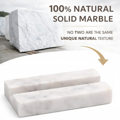 KC KULLICRAFT Business Card Holder for Desk - Business Card Display Holder - Made Of White Carrara Marble - Desk Organizer Stand For Business Cards - Cute Office Desktop Accessory For Men And Women.