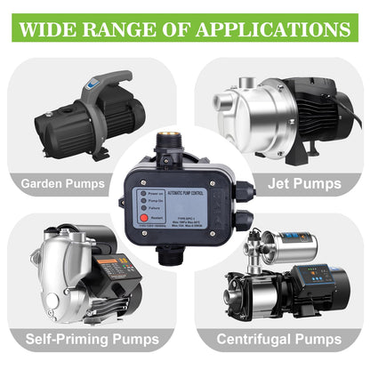 MARSTEK IP65 Automatic Water Pump Controller，Water Pump Pressure Switch Water Flow Sensor Switch Electronic Pump Pressure Regulator for Self-priming Pump，110V-120V~50/60Hz