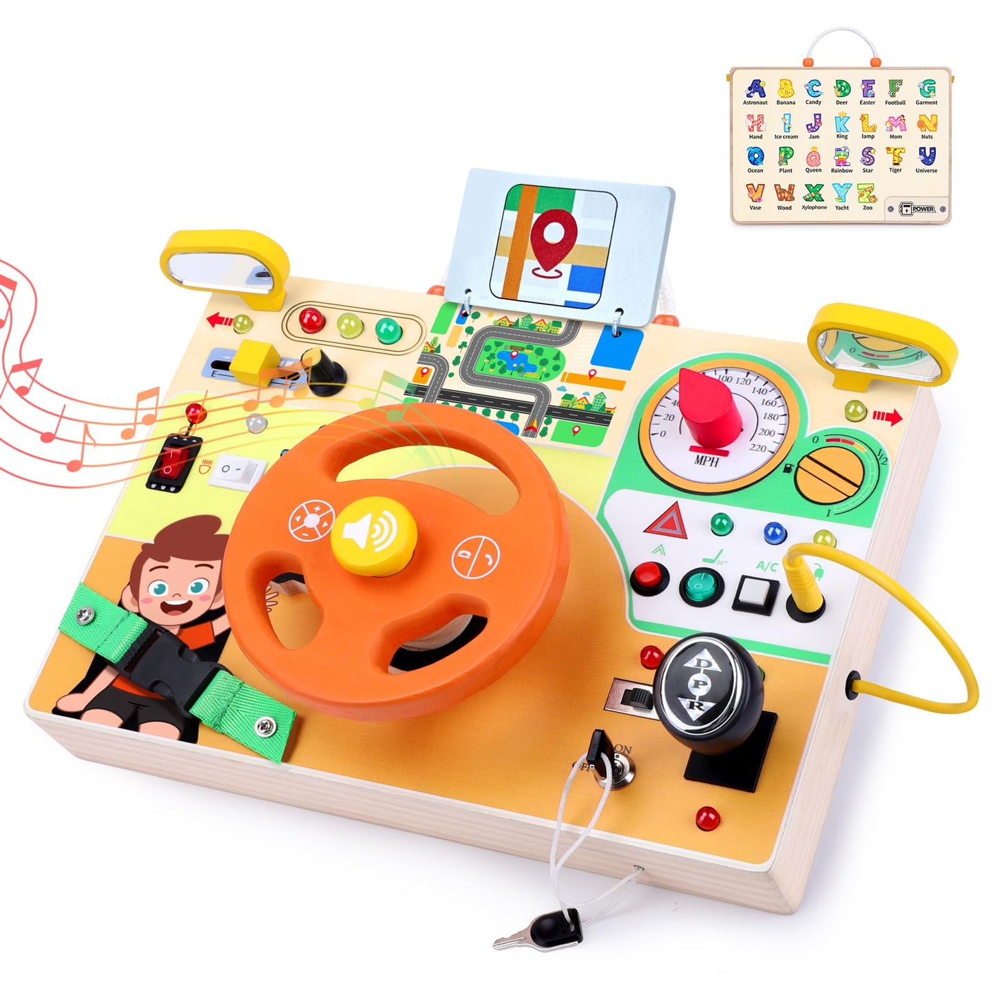 Grarain Busy Board for Toddlers - Montessori Educational Toy for 1-3 Year Old Boys & Girls | Travel-Friendly Sensory Learning Activity | Ideal for Kids with Autism(Busy Board v6)